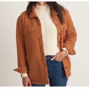 Marine Layer Eden Overshirt Cozy Sherpa Teddy Jacket Cashew Brown NWT Large